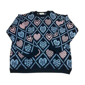 VTG 80s Separate Issue Heart Sweater Medium, Scalloped Collar, USA